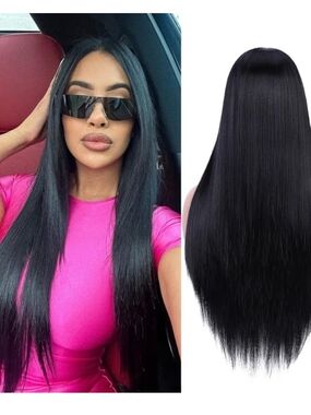 Black Straight Women's Hair Extension - Sleek Long Style